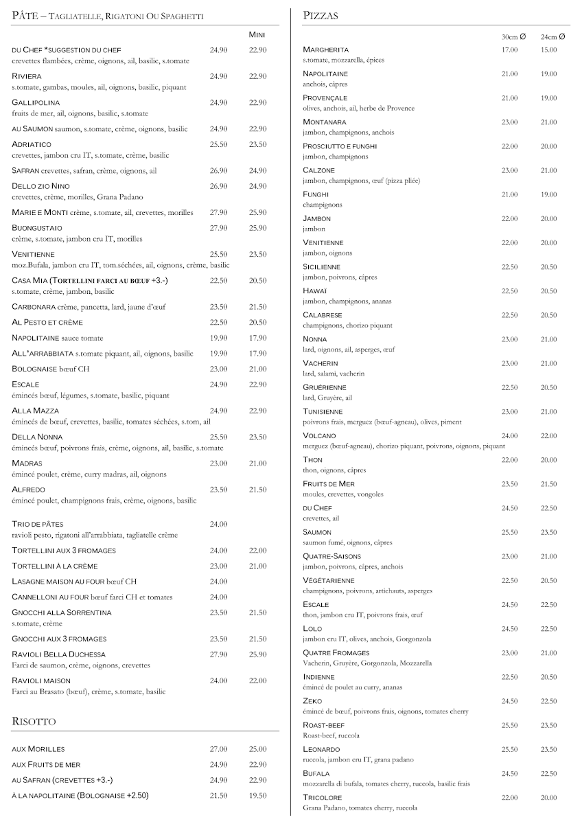 Menu Restaurant Pizzeria De L'escale-1